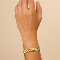 CZ Accent Watch Band Chain Bracelet
