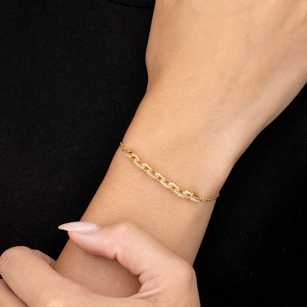 Harley CZ Interlocking Chain Bracelet