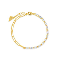 Hunter CZ Tennis & Paperlicp Chain Bracelet