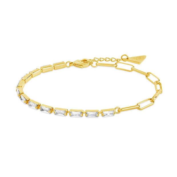 Hunter CZ Tennis & Paperlicp Chain Bracelet