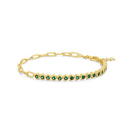 Emerald CZ Tennis & Chain Bracelet
