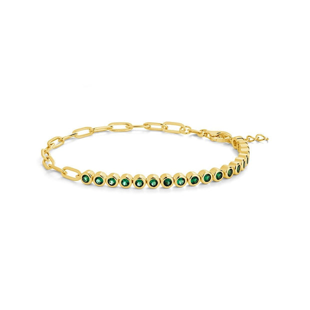 Emerald CZ Tennis & Chain Bracelet