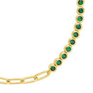 Emerald CZ Tennis & Chain Bracelet