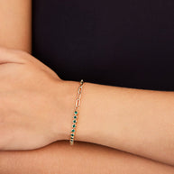 Emerald CZ Tennis & Chain Bracelet