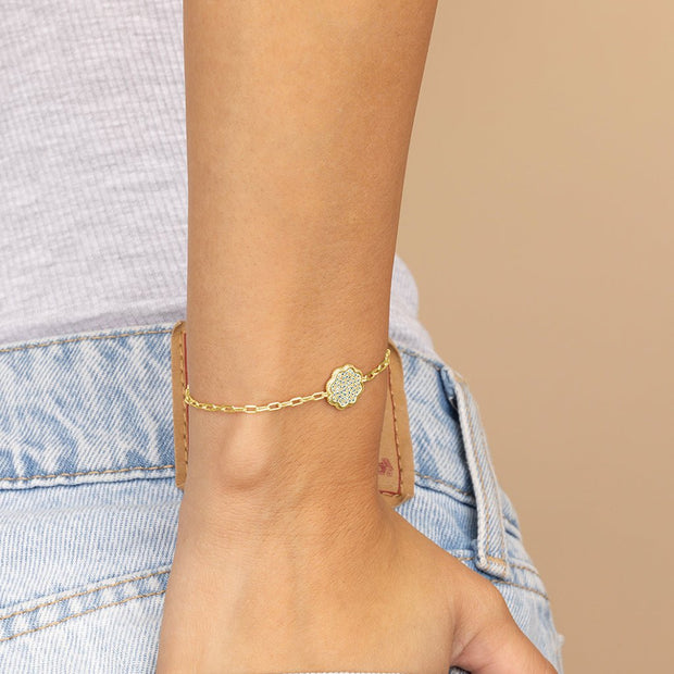 Raemy CZ Rose Petal Station Bracelet