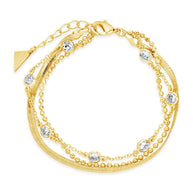 Paisley CZ & Layered Chain Bracelet