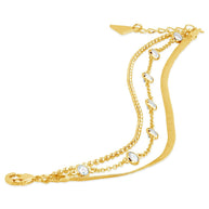 Paisley CZ & Layered Chain Bracelet