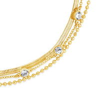 Paisley CZ & Layered Chain Bracelet