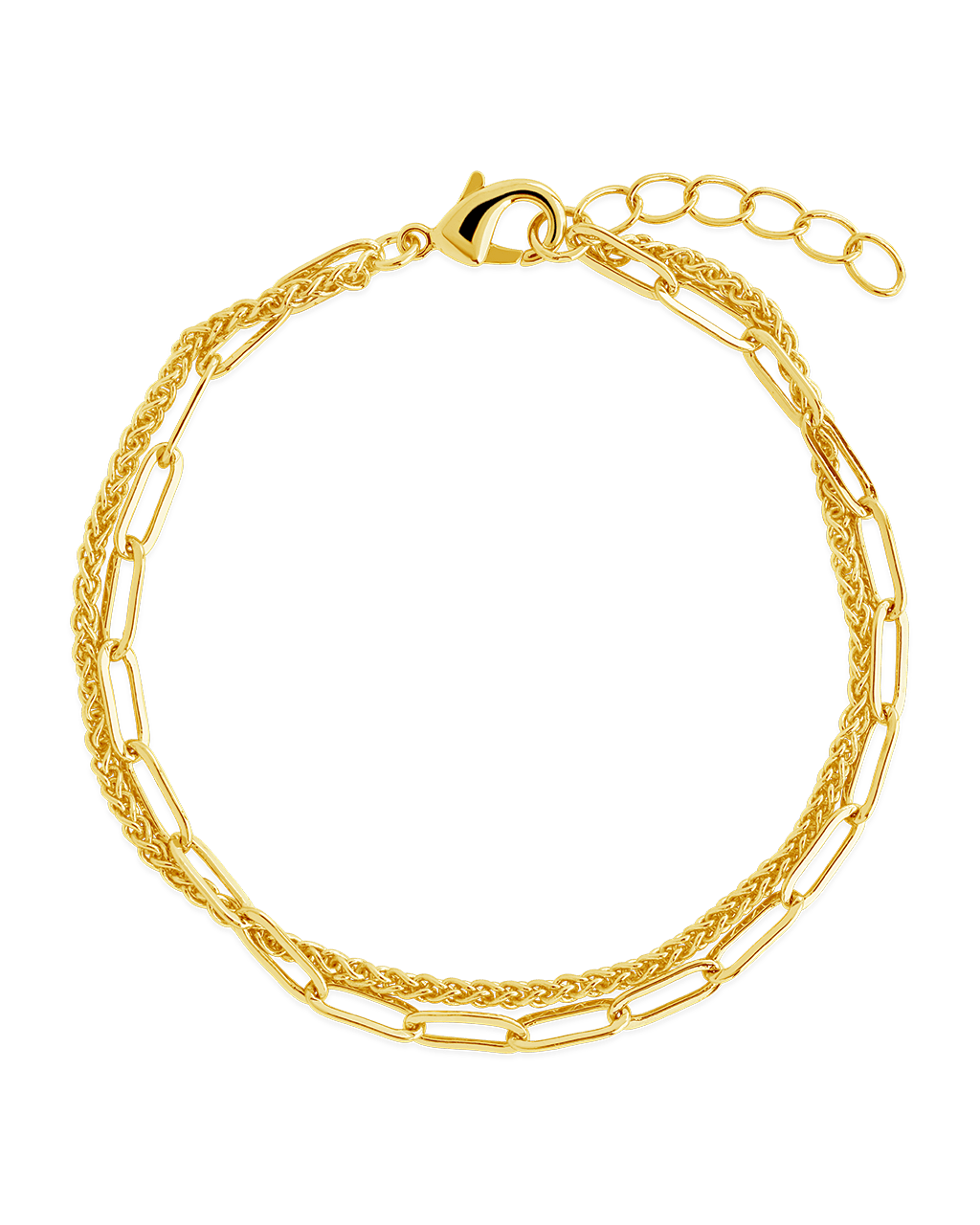 Emery Layered Paperclip & Curb Chain Bracelet