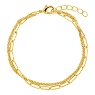 Emery Layered Paperclip & Curb Chain Bracelet