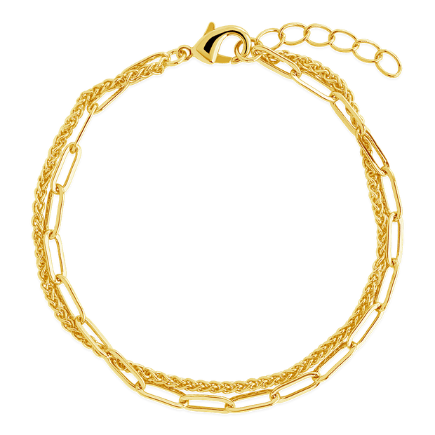 Emery Layered Paperclip & Curb Chain Bracelet