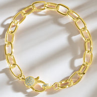 Tove CZ Clasp & Paperclip Chain Bracelet