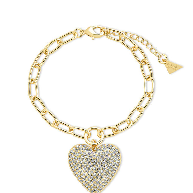 Disco Heart CZ Statement Bracelet