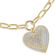Disco Heart CZ Statement Bracelet