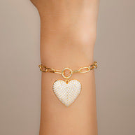 Disco Heart CZ Statement Bracelet
