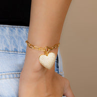 Disco Heart CZ Statement Bracelet