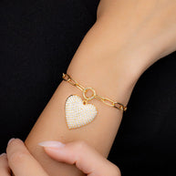 Disco Heart CZ Statement Bracelet