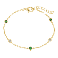 Pear and Round CZ Station Bracelet