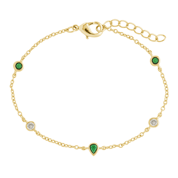 Pear and Round CZ Station Bracelet