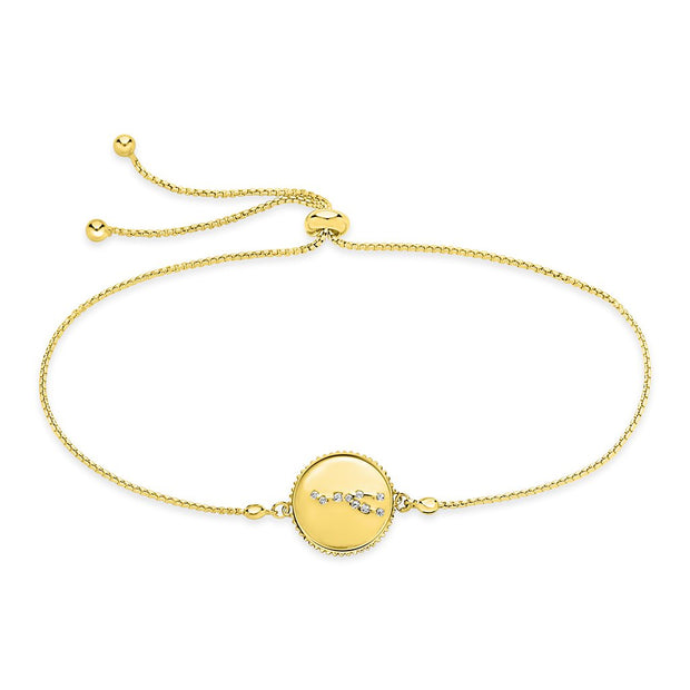 Sterling Silver CZ Constellation Disk Bolo Bracelet