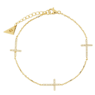 Sterling Silver Delicate CZ Cross Bracelet