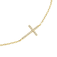 Sterling Silver Delicate CZ Cross Bracelet