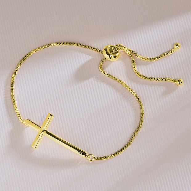 Polished Cross Bolo Bracelet