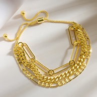 Layered Chain Bolo Bracelet
