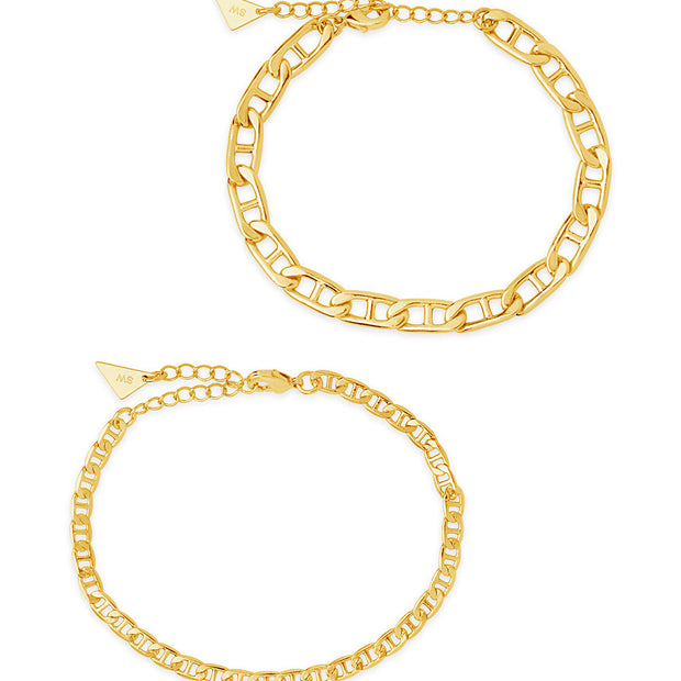 Anchor Chain Bracelet Set of 2