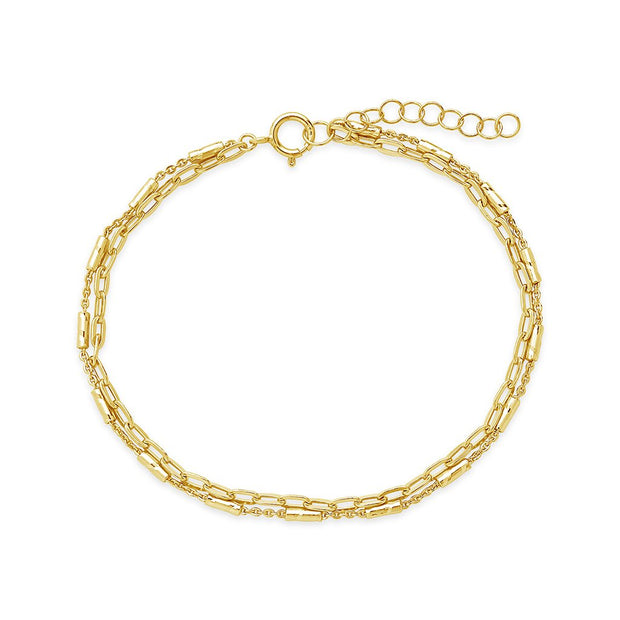 Sterling Silver Delicate 2 Layer Chain Bracelet