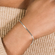 Sterling Silver Herringbone Chain Bracelet