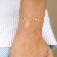 Sterling Silver Anne Dainty Figaro Chain Bracelet