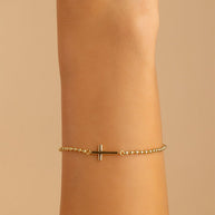Sterling Silver Kelsey Beaded Cross Bracelet