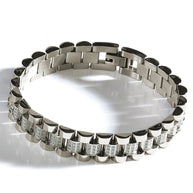 CZ Accent Watch Band Chain Bracelet