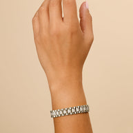 CZ Accent Watch Band Chain Bracelet