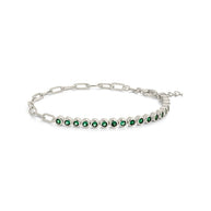 Emerald CZ Tennis & Chain Bracelet