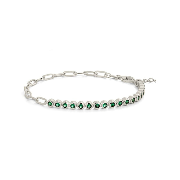 Emerald CZ Tennis & Chain Bracelet