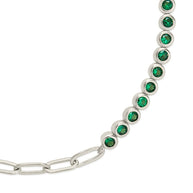 Emerald CZ Tennis & Chain Bracelet