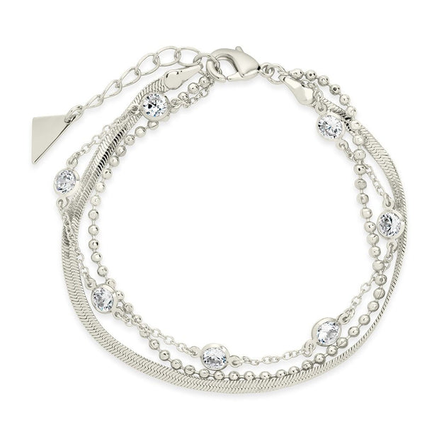 Paisley CZ & Layered Chain Bracelet