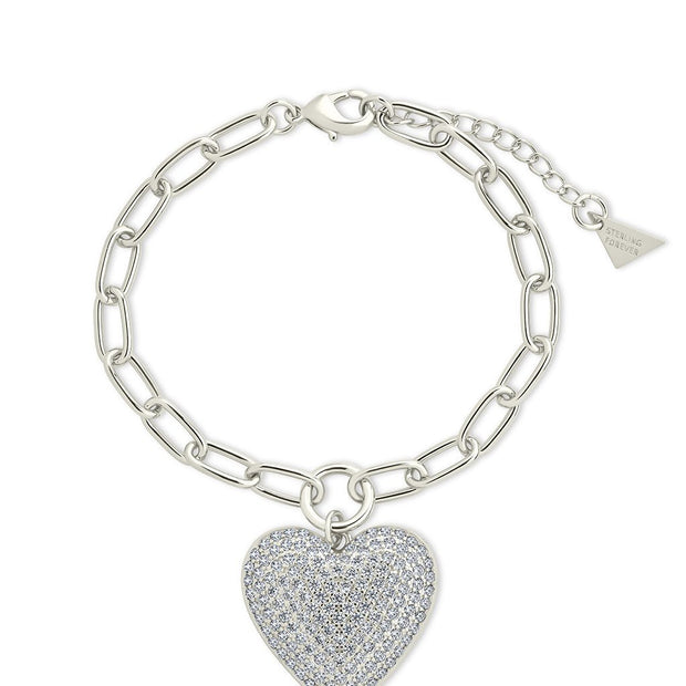 Disco Heart CZ Statement Bracelet