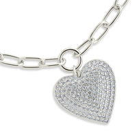 Disco Heart CZ Statement Bracelet