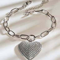 Disco Heart CZ Statement Bracelet