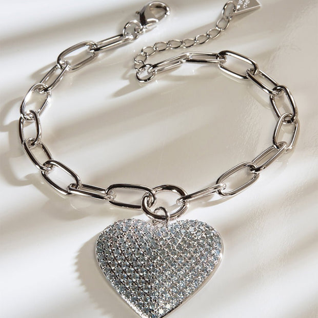 Disco Heart CZ Statement Bracelet
