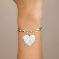 Disco Heart CZ Statement Bracelet