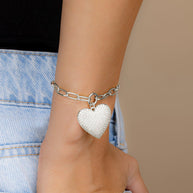 Disco Heart CZ Statement Bracelet