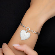 Disco Heart CZ Statement Bracelet