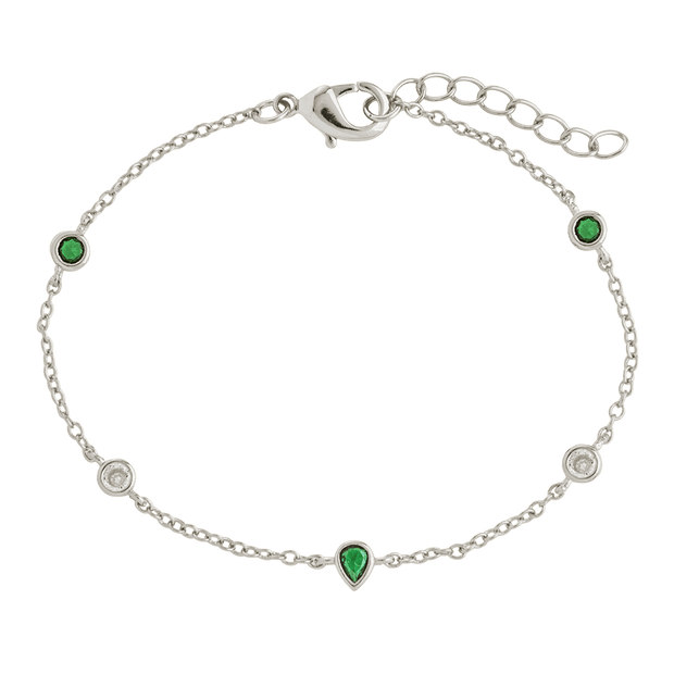 Pear and Round CZ Station Bracelet