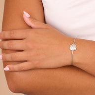 Sterling Silver CZ Constellation Disk Bolo Bracelet