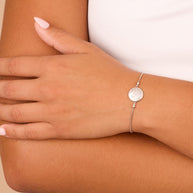 Sterling Silver CZ Constellation Disk Bolo Bracelet