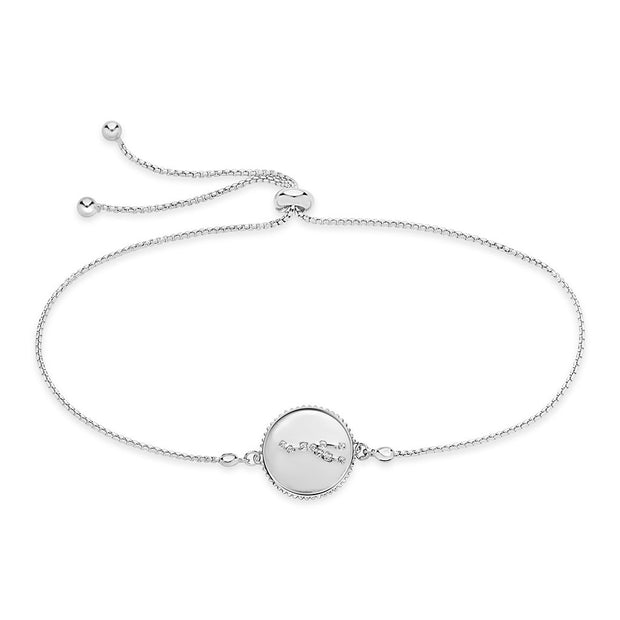 Sterling Silver CZ Constellation Disk Bolo Bracelet